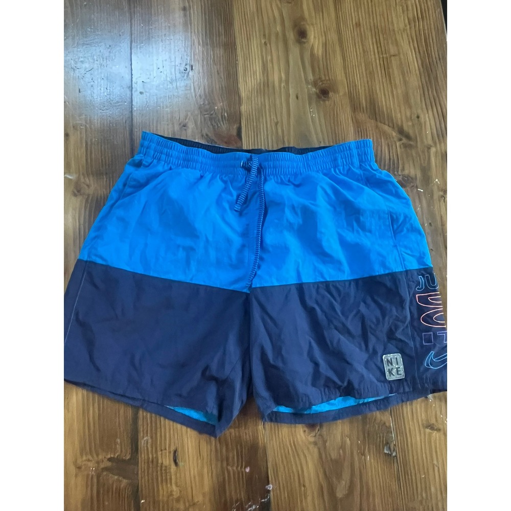 Nike Mens Swim Trunks XL Blue Colorblock Just‎ Do It Graphic Board Shorts